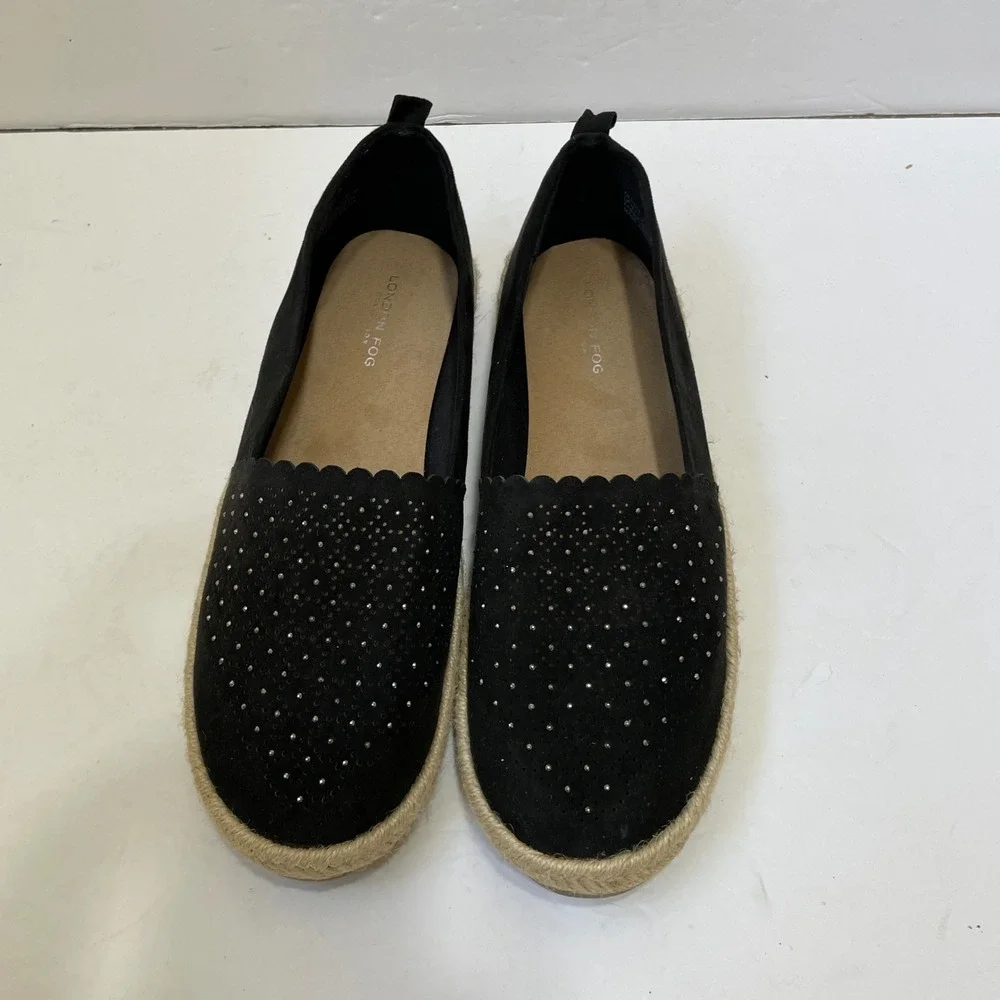 LONDON FOG BLACK ESPADRILLE‎ FLATS